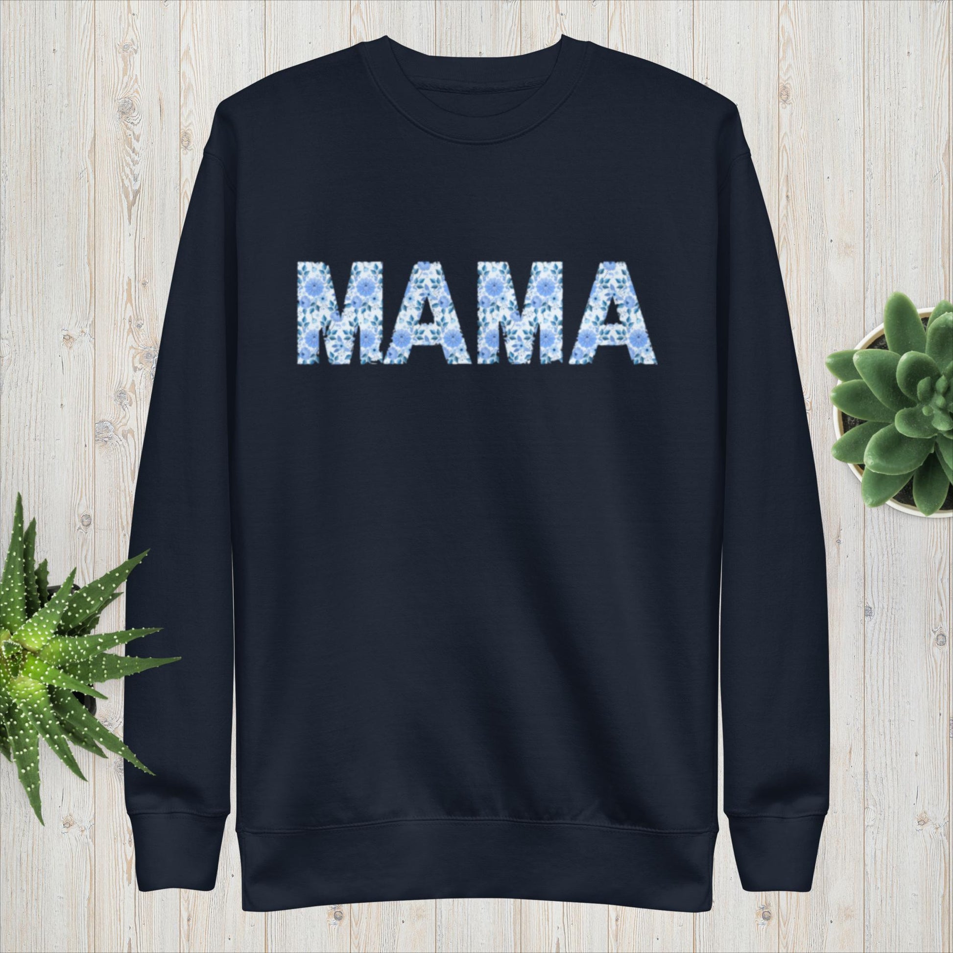 MAMA blue floral sweatshirt - Giggles & Baskets