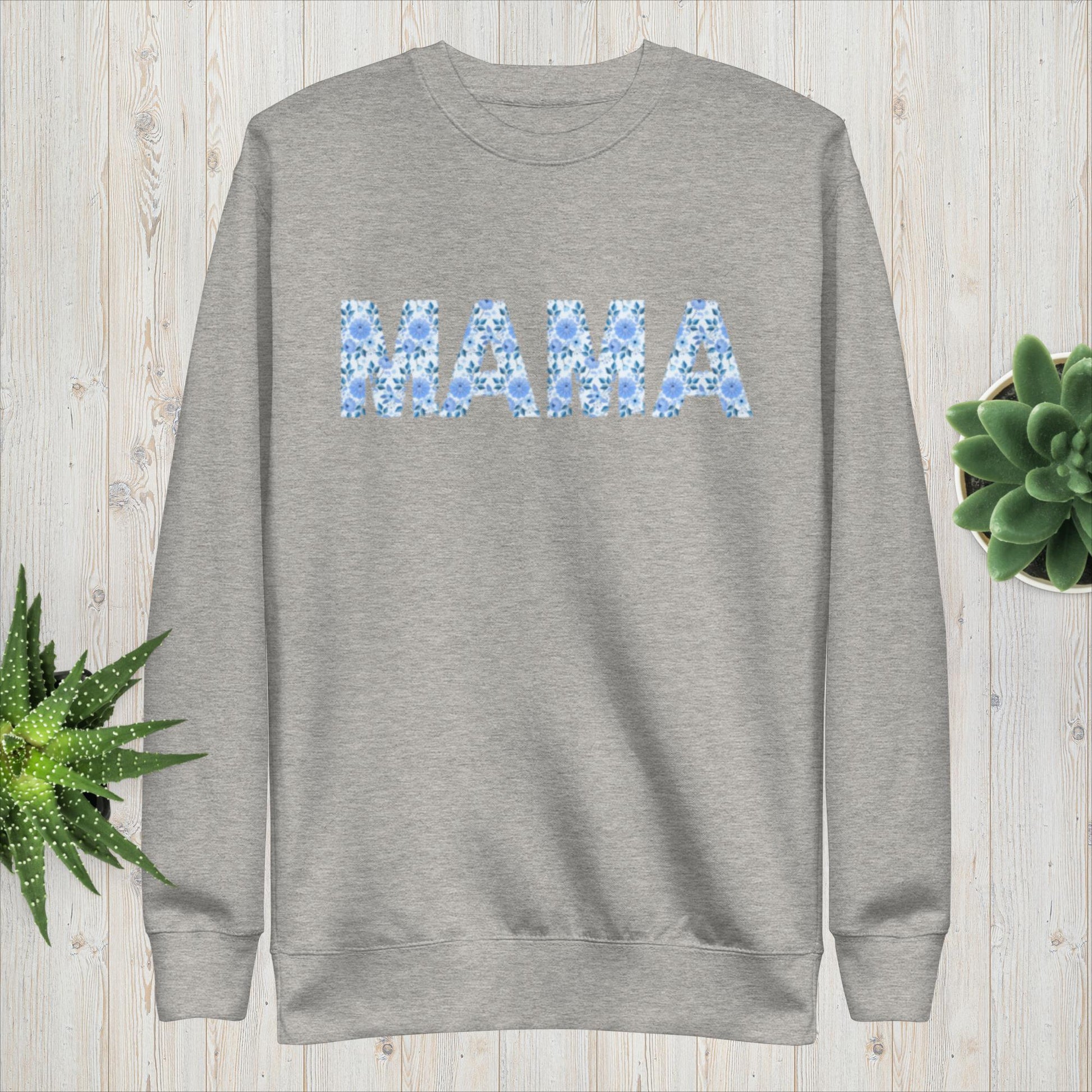 MAMA blue floral sweatshirt - Giggles & Baskets