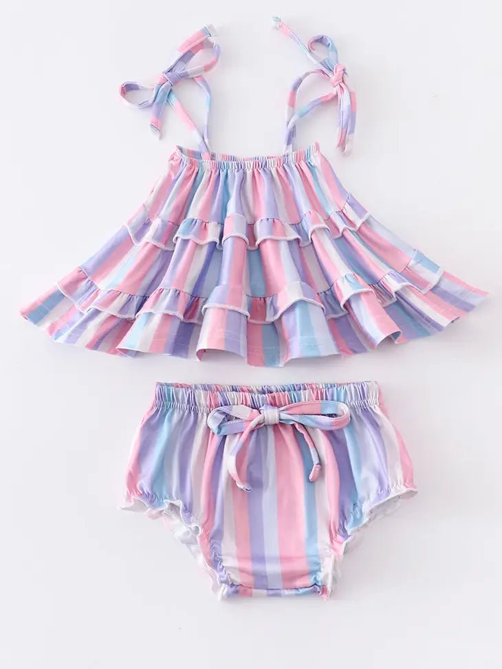 Purple Stripe baby set - Giggles & Baskets