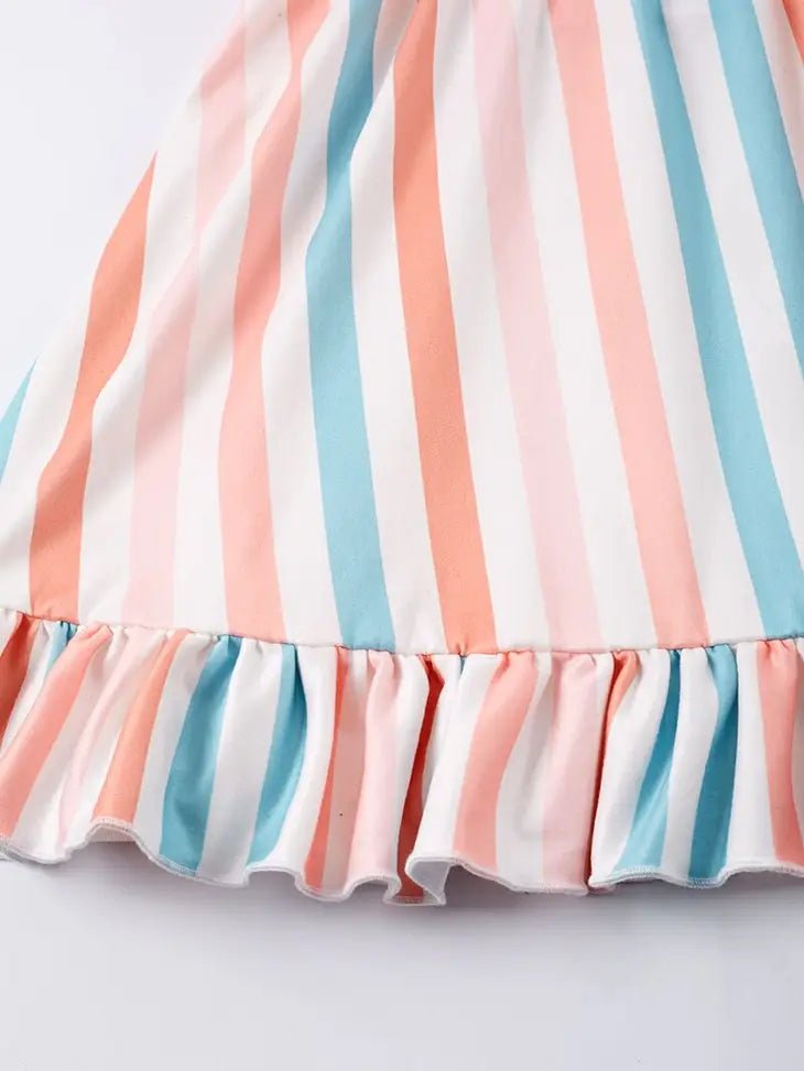 Stripe Ruffle girl dress - Giggles & Baskets